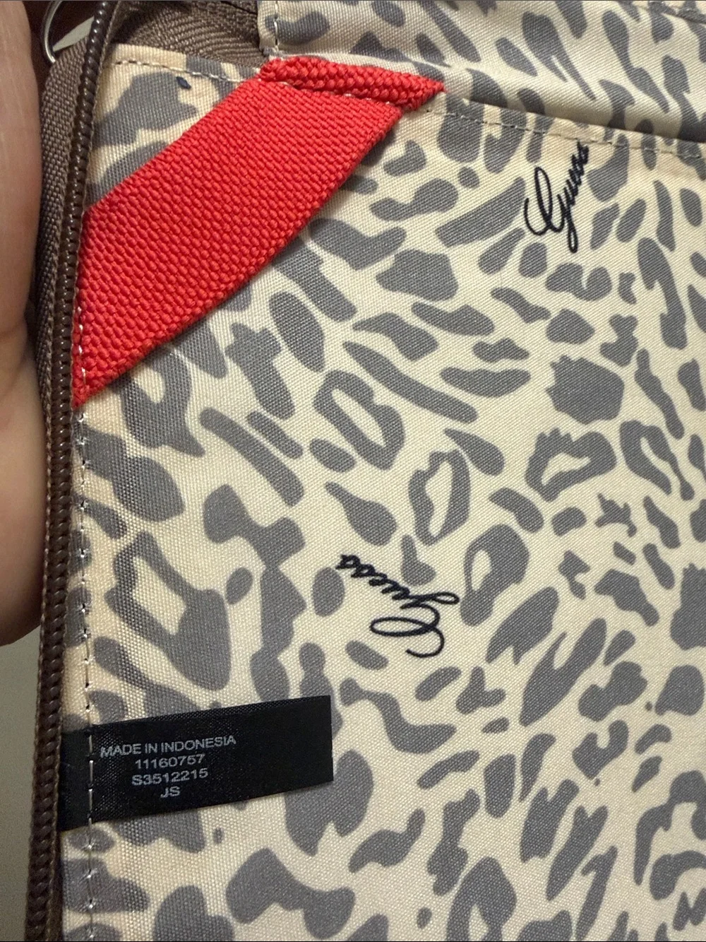 GUESS Brown Tablet Folio with Red Logo Accent